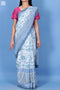 Mulmul Cotton Saree With Fall In Assorted Block Print